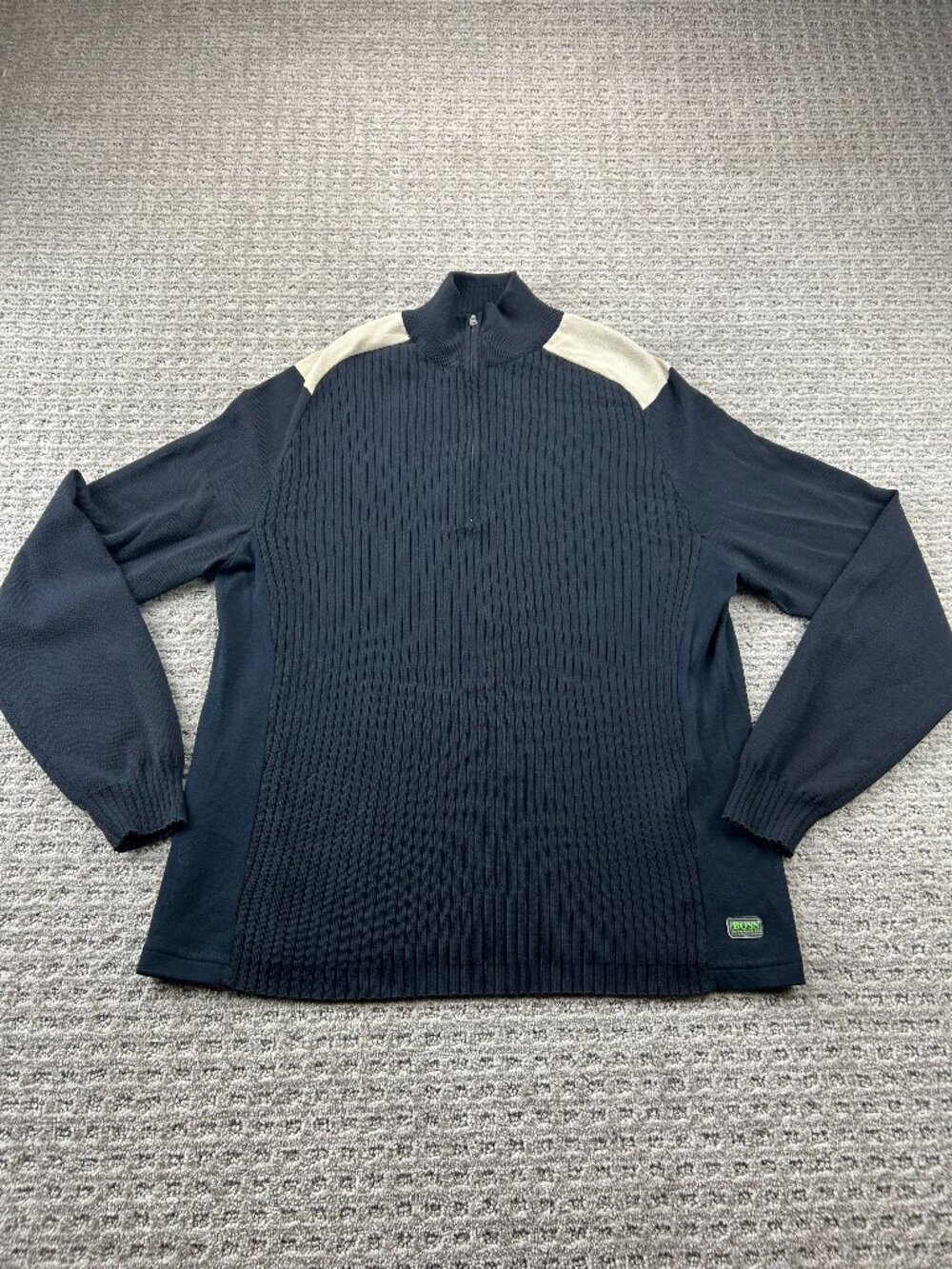 Hugo Boss Shirt Men Extra Large XL Black Long Sleeve 1/4 Zip Preppy Designer